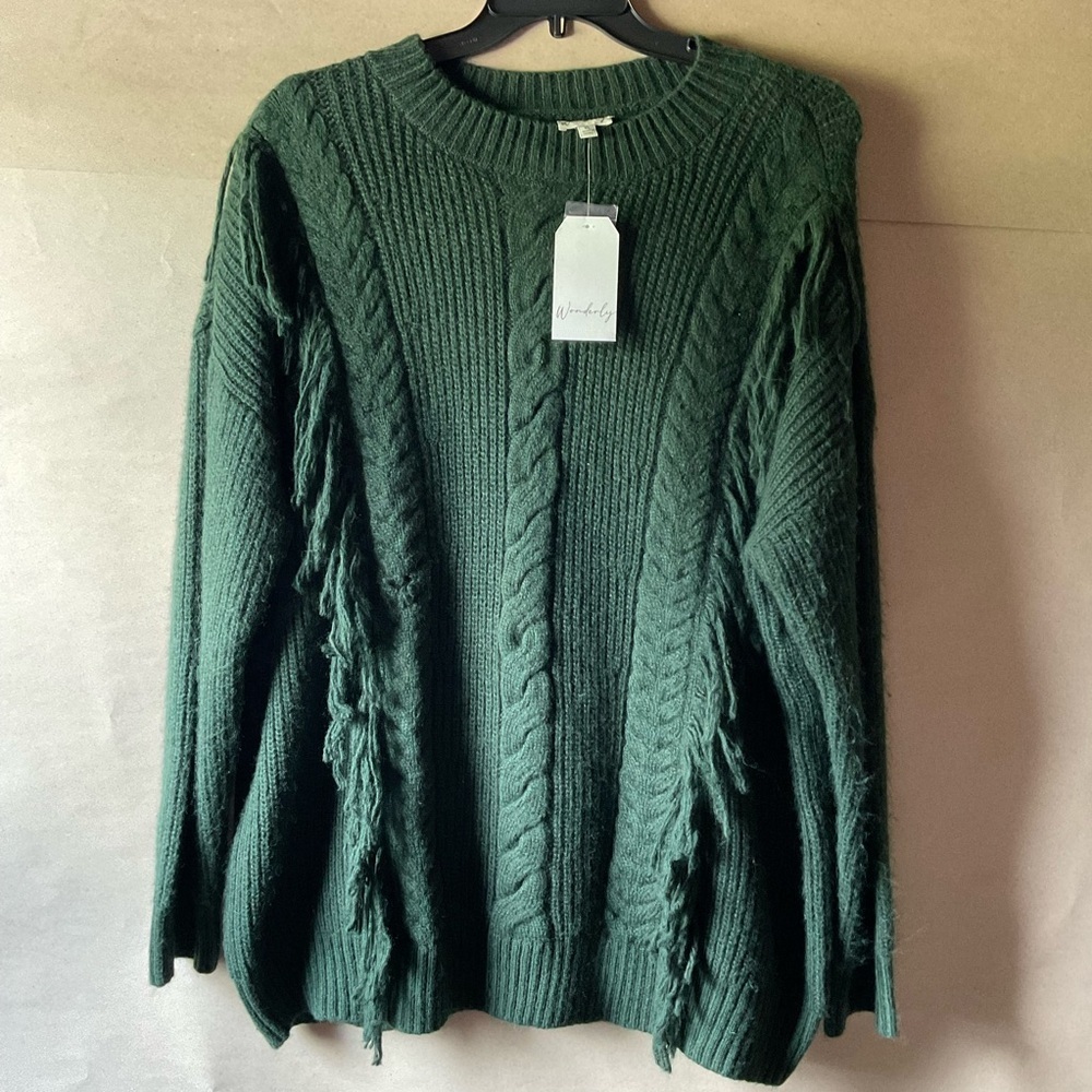 Wonderly Cable Knit Sweater. NWT Dark green. Size XL